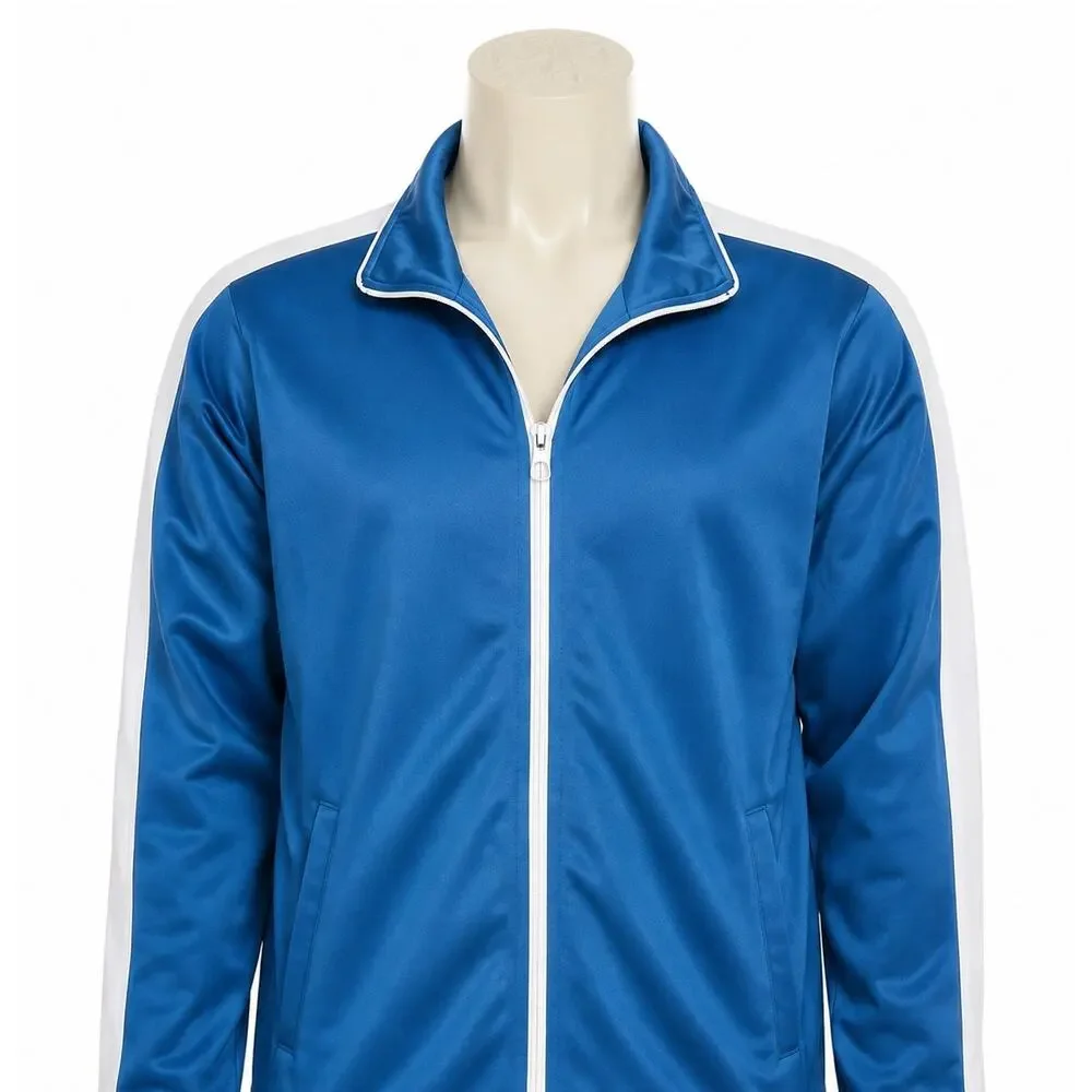 Matrix Boys Track Jacket Size L 10-12 Blue Tricot Full Zip Athletic Lightweight